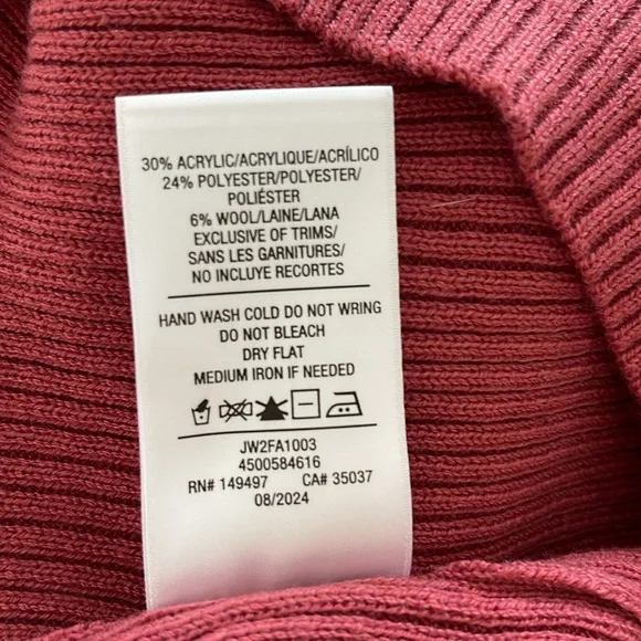 JOE'S JEANS Puff Sleeve Ribbed Long Sleeve Crewneck Sweater in Deep Pink NWOT - Picture 9 of 9